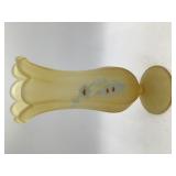 Vintage Fenton Custard Satin Yellow Vase Hand Painted Daisies Scalloped Rim