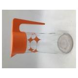 Vintage Orange and Clear Glass Pitcher Mid-Century Mod Geometric Diamond Design
