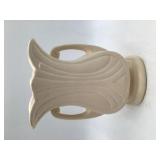 Vintage Cream Ceramic Vase with Applied Handles Fluted Lily Design USA 48-3