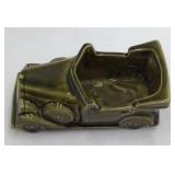Vintage Floralaine USA Green Ceramic Model T Car Planter #532 Gold Accents