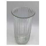 Vintage Green Rim Clear Glass Vase Fluted Scalloped Top FTD 1986 Copyright