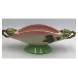Vintage Tokay USA Pink Grape Leaf Boat Planter Relish Dish Applied Handles