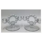 Vintage Crystal Glass Lot – Tall Vase, Bobble Bead Candlesticks & Fluted Vase