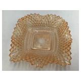 Vintage Amber Pressed Glass Diamond Quilted Dish