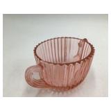 Vintage Pink Depression Glass Ribbed Handled Bowl