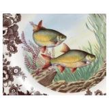 Spode Woodland Stream 'Rudd' Dinner Plate – Brown Transferware Fish & Floral Design