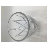 Vintage Crystal Cut Glass Vase – Diamond & Fan Pattern, Tapered Cylinder Design