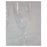 Pair of Vintage Crystal Champagne Flutes – Swirl Cut Design, Tall Stems