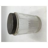 Vintage Embossed Glass Tea Canister – Ribbed Jar with Metal Lid