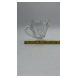 Vintage Clear Crystal Creamer – Etched Daisy & Floral Design on Pedestal Base