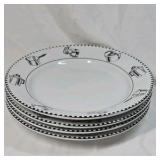 Vintage Oneida Crown Rego Porcelain Dinner Plates – Black & White Kitchenware Border