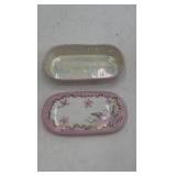 Vintage French Porcelain Trinket Box with Floral Design