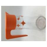 Vintage Orange and Clear Glass Pitcher Mid-Century Mod Geometric Diamond Design