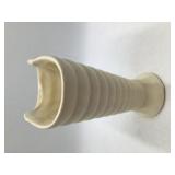 Vintage Cream Ceramic Fan Vase Ribbed Hourglass Form Scalloped Rim