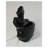 Vintage Black Ceramic Rearing Horse Planter Glossy Glaze Open Back Novelty
