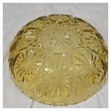 Vintage Amber Depression Glass Bowl Scalloped Rim Starburst & Fan Cut Pattern
