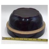 Vintage Black Glazed Ceramic Bowl Tan Rim Drip Glaze Rustic Style