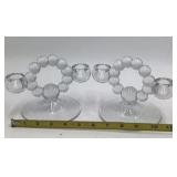 Vintage Crystal Glass Lot – Tall Vase, Bobble Bead Candlesticks & Fluted Vase