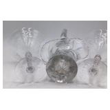 Vintage Crystal Glass Basket & Pair of Compotes – Floral Etched Design