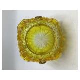 Vintage Yellow Pressed Glass Basket