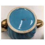 Vintage Turquoise & Gold Ceramic Teapot