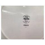 Spode Woodland Stream 'Perch' Dinner Plate – Brown Transferware Fish & Floral Design