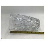 Vintage Crystal Cut Glass Vase – Diamond & Fan Pattern, Tapered Cylinder Design