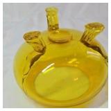Vintage Amber Glass Bowl – Three-Handled Censer Style with Legs