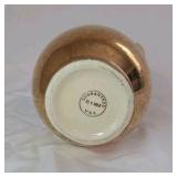 Vintage 22K Gold Luster Vase – Floral Etching, Two Handles, Made in USA