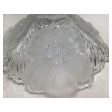 Vintage Crystal Art Glass Bowl – Hibiscus Flower Design, Scalloped Petal Rim
