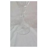 Pair of Vintage Crystal Champagne Flutes – Swirl Cut Design, Tall Stems