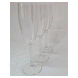 Lot of 10 Vintage assortment of Crystal Champagne Flutes – Twisted Stem & Cut Bowl Design