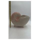 Vintage Ceramic Nautilus Shell Vase – Ridged Design with FF Mark