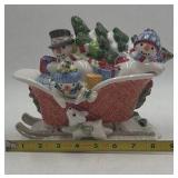 Fitz and Floyd Essentials Snowman Sleigh Figural Centerpiece