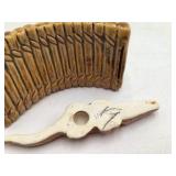 Vintage Japanese Ceramic Alligator Wall Pocket and Bridge Set