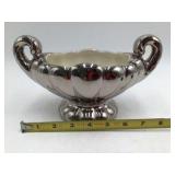 Vintage Silver-Plated Porcelain Creamer or Sauce Boat with Floral