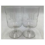 Vintage Etched Monogram 'M' Goblet Set