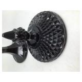 Vintage Black Glass Covered Compote Dish