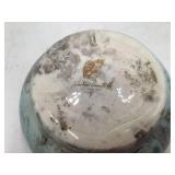 Sascha Brastoff California Mid-Century Modern Turquoise Silver Lustre Bowl Rooster Mark