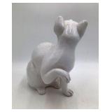 Vintage White Ceramic Siamese Cat Figurine Blue Eyes Looking Up #533 Italy