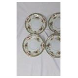 Vintage Floral Saucer Set Gold Trim Hand-Painted Roses & Bouquets 6 Pieces