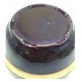 Vintage Black Glazed Ceramic Bowl Tan Rim Drip Glaze Rustic Style