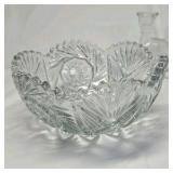 Vintage Crystal Glass Lot – Etched Vase, Candelabra, & Floral Bowls