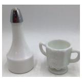 Vintage Gebeco Milk Glass Oil Cruet & Grape Cluster Creamer
