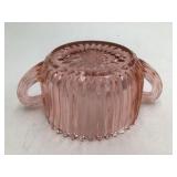 Vintage Pink Depression Glass Ribbed Handled Bowl
