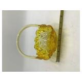 Vintage Yellow Pressed Glass Basket