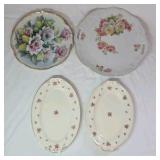 Vintage Floral Serving Platters – Mismatched Rose & Cabbage Rose Designs