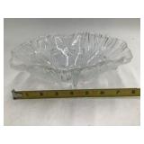 Vintage Crystal Art Glass Bowl – Hibiscus Flower Design, Scalloped Petal Rim