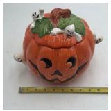 Vintage Halloween Pumpkin Ghost Cookie Jar – Ceramic with Lid, Omnibus Sri Lanka