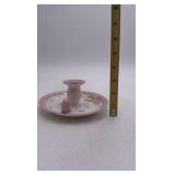 Vintage French Porcelain Chamberstick / Mini Candlestick with Floral Design